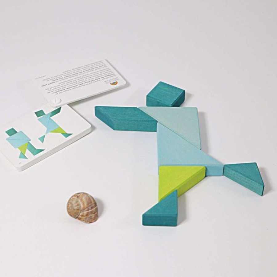 Type Of Play Grimm's | Grimm'S - Wooden Tangram Turquoise