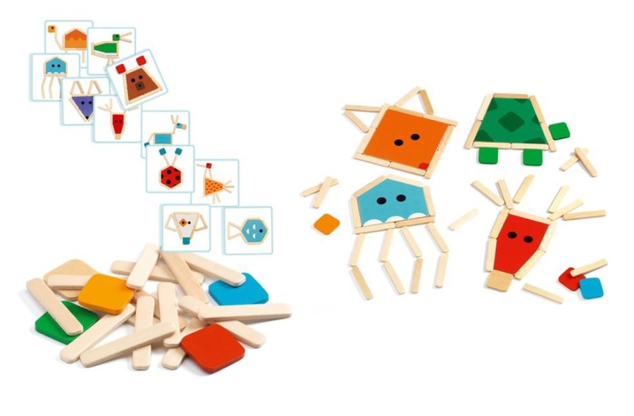 Type Of Play Djeco | Djeco - Wooden Stick Animals Puzzle