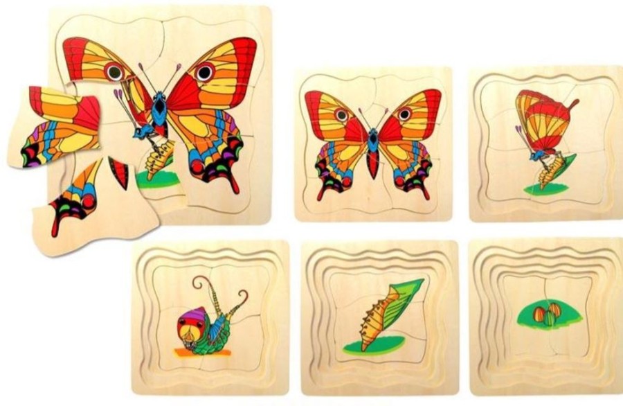 Puzzles & Musical Fun Factory | Fun Factory - Wooden Lifecycle Puzzle Butterfly