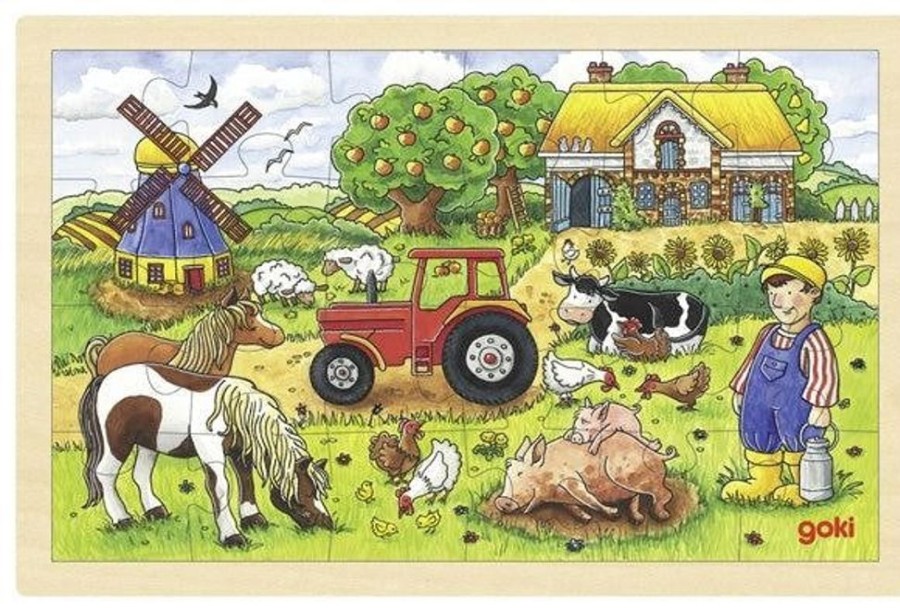 Type Of Play GOKI | Goki - Wooden Puzzle Mr Miller'S Farm