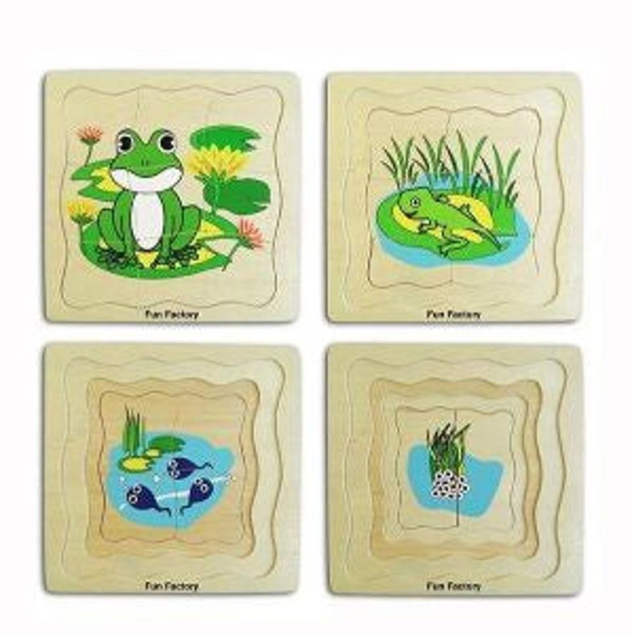 Puzzles & Musical Fun Factory | Fun Factory - Wooden Lifecycle Puzzle Frog