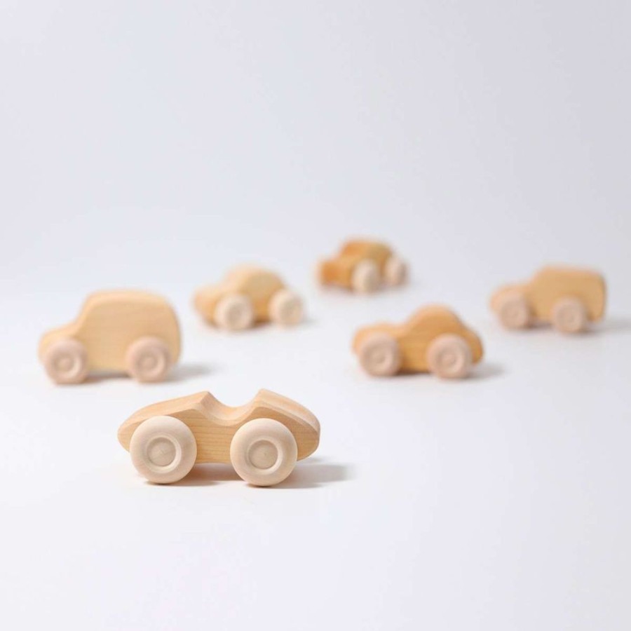 Type Of Play Grimm's | Grimm'S - Wooden Cars Natural (Set Of 6)