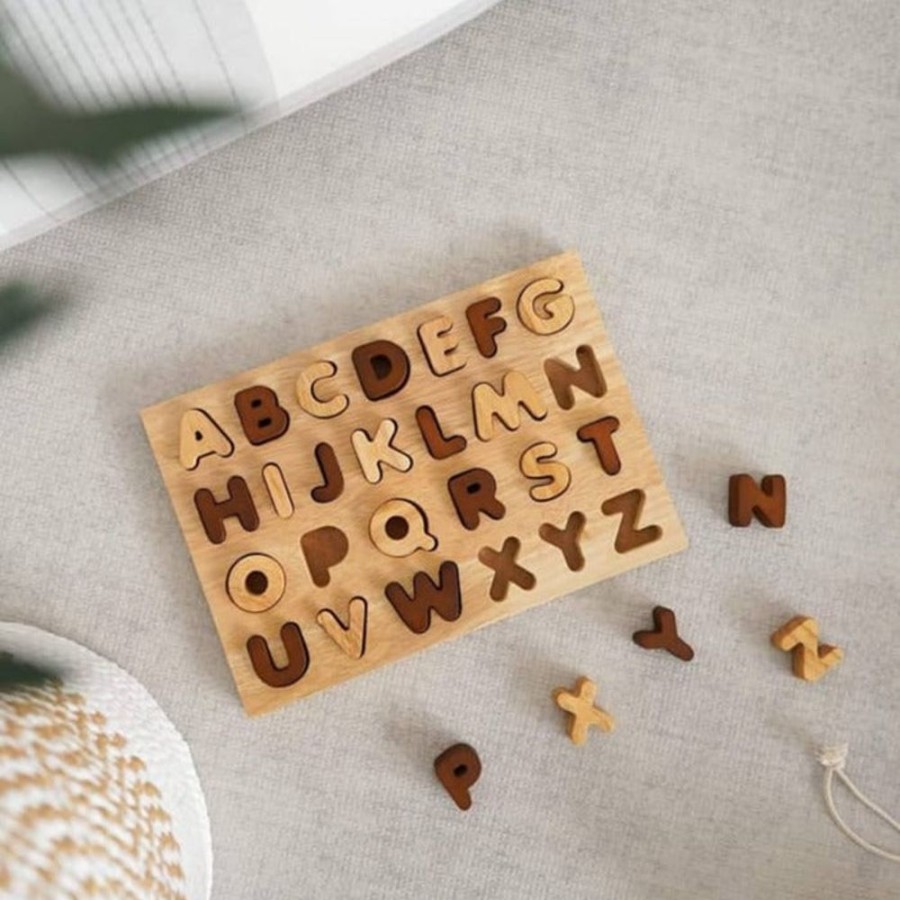 Type Of Play QToys | Qtoys- Capital Letter Puzzle (Natural)