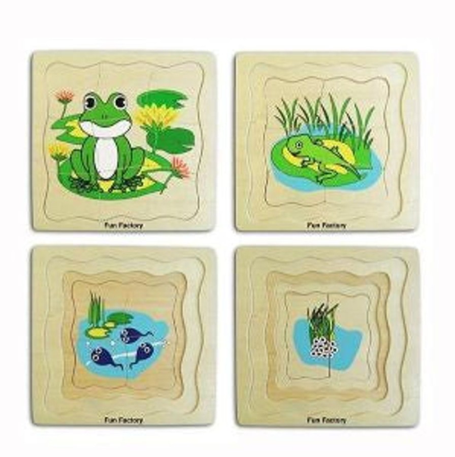 Type Of Play Fun Factory | Fun Factory - Wooden Lifecycle Puzzle Frog