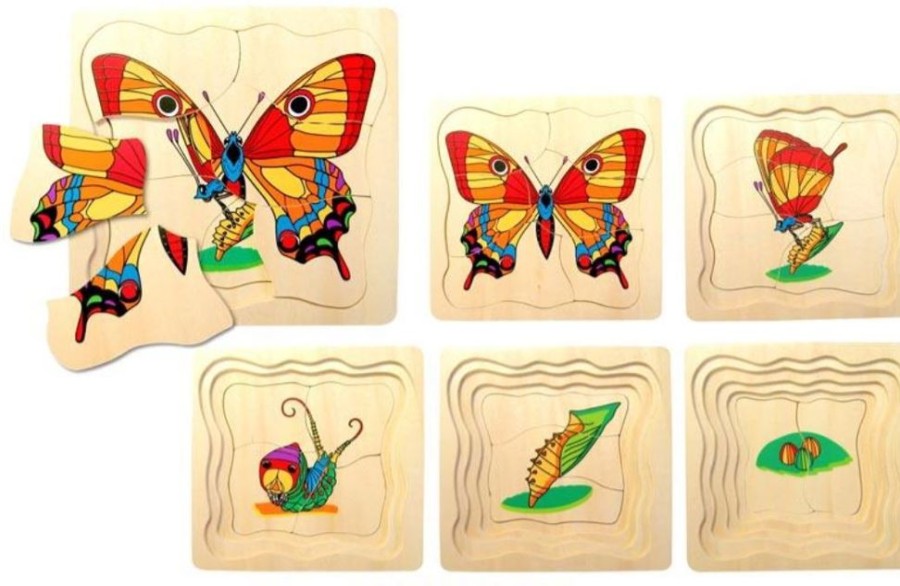 Type Of Play Fun Factory | Fun Factory - Wooden Lifecycle Puzzle Butterfly