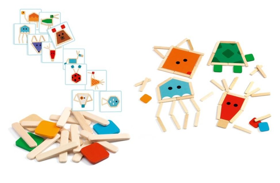 Puzzles & Musical Djeco | Djeco - Wooden Stick Animals Puzzle