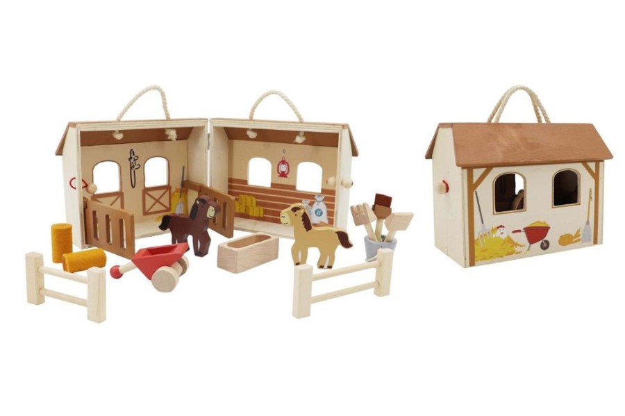 Type Of Play KaperKidz | Kaper Kidz - Wooden Horse Stable Playset