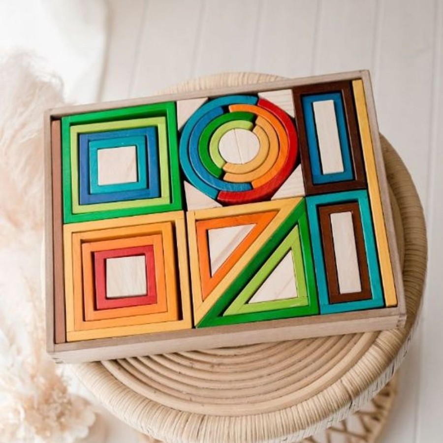 Puzzles & Musical QToys | Qtoys - Rainbow Building Nesting Blocks