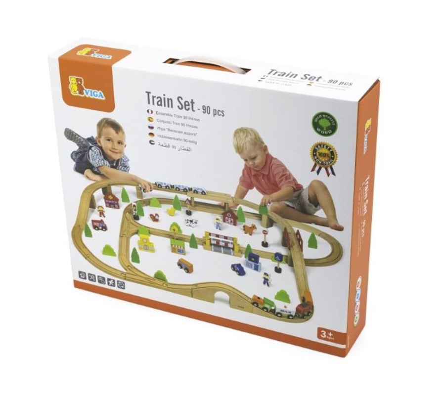 Type Of Play Viga Toys | Viga Toys - Train Set (90 Pieces)