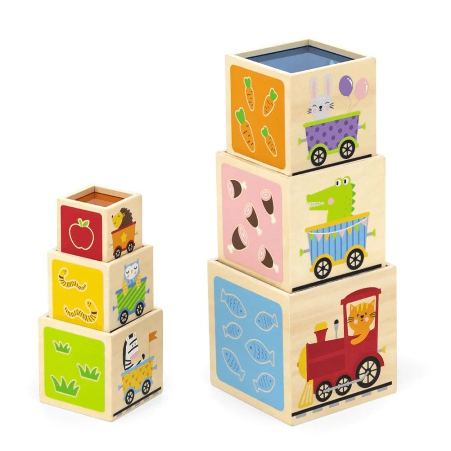 Puzzles & Musical Viga Toys | Viga Toys - Nesting & Stacking Cubes With Rainbow Window